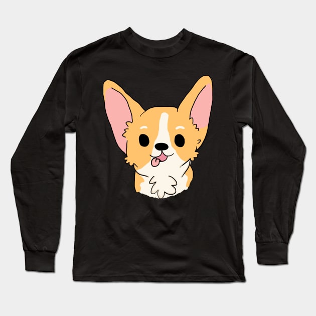 Cute Corgi Dog Digital Art Design, for dog lovers Long Sleeve T-Shirt by Crafty Deeja